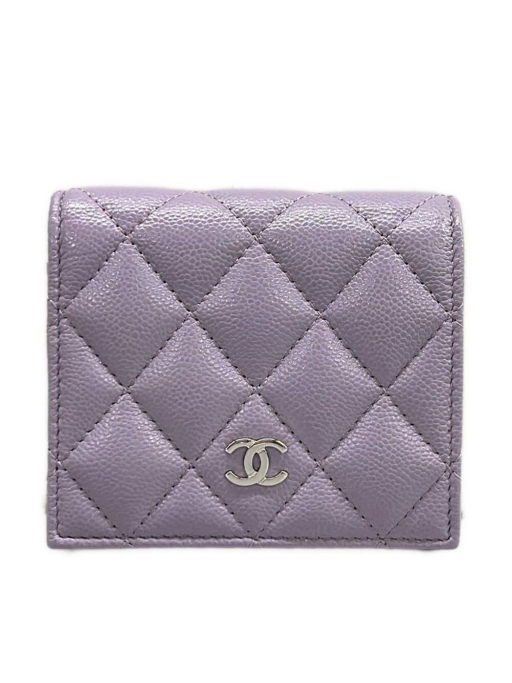 Chanel Bifold Wallet Quilted Light Purple Silver